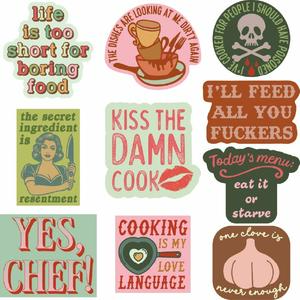 Cooking Sticker Extra Large Stickers for Cooks Funny Adhesives with Memes Funny Stickers with Colorful Graphic Decals Funny Food  Multi