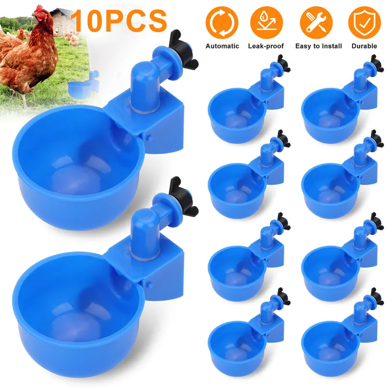 Automatic Chicken Waterer Cups - Poultry Drinking System for Chickens, Ducks & Geese, No-Leak Chicken Water Cups for Coop, Backyard Flock & Farm