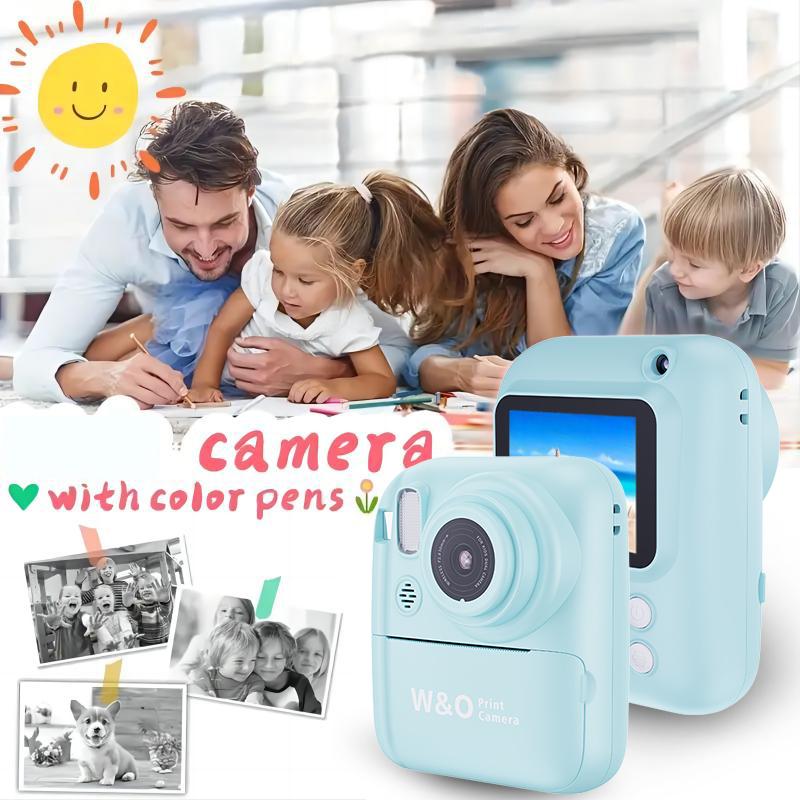 W&O Instant Print Camera , Birthday Gifts Girls Boys Age 3-12, HD Digital Video Cameras Toddler, Portable Toy 3 4 5 6 7 8 9 10 Year Old Girls Boys Mini Photo Booth