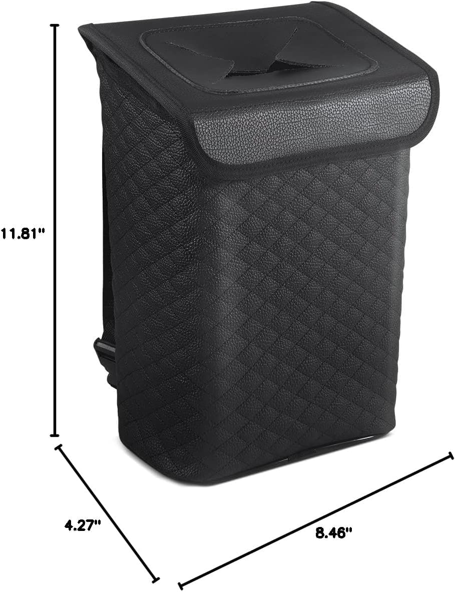 Tsumbay 2 Gallon Car Trash Can with Lid - Leakproof PU Leather Auto Garbage Bin, Removable Waterproof Liner, Hanging Car Trash Can for SUV, Truck, Travel, Camping Accessories Tsumbay 2 Gallon Car Trash Can with Lid - Leakproof PU Leather Auto Garbage Bin, Removable Waterproof Liner, Hanging Car Trash Can for SUV, Truck, Travel, Camping Accessories