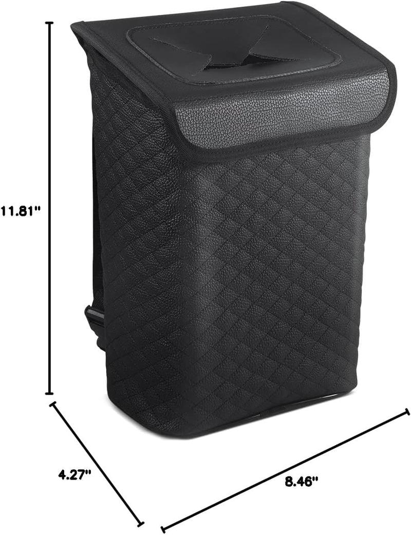 Tsumbay 2 Gallon Car Trash Can with Lid - Leakproof PU Leather Auto Garbage Bin, Removable Waterproof Liner, Hanging Car Trash Can for SUV, Truck, Travel, Camping Accessories Tsumbay 2 Gallon Car Trash Can with Lid - Leakproof PU Leather Auto Garbage Bin, Removable Waterproof Liner, Hanging Car Trash Can for SUV, Truck, Travel, Camping Accessories