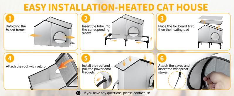 Heated Outdoor Cat House 100% Weatherproof Cat Shelter for Winter, Durable and Warm Cat Houses for Outdoor Cats, Ideal for Feral, Stray, and Barn Cats