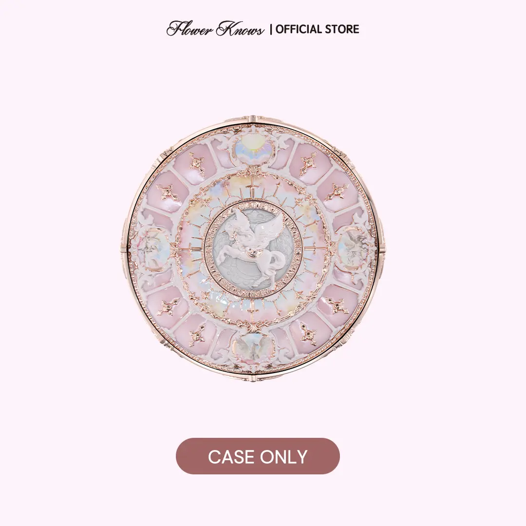 Flower Knows Knight Unicorn Collection Cloud Silky Loose Setting Powder Case - Antique Look, Side-Set Knight Emblems, Makeup Bags, Cosmetic Organizer, TikTok Shop Back to School Soho Chic