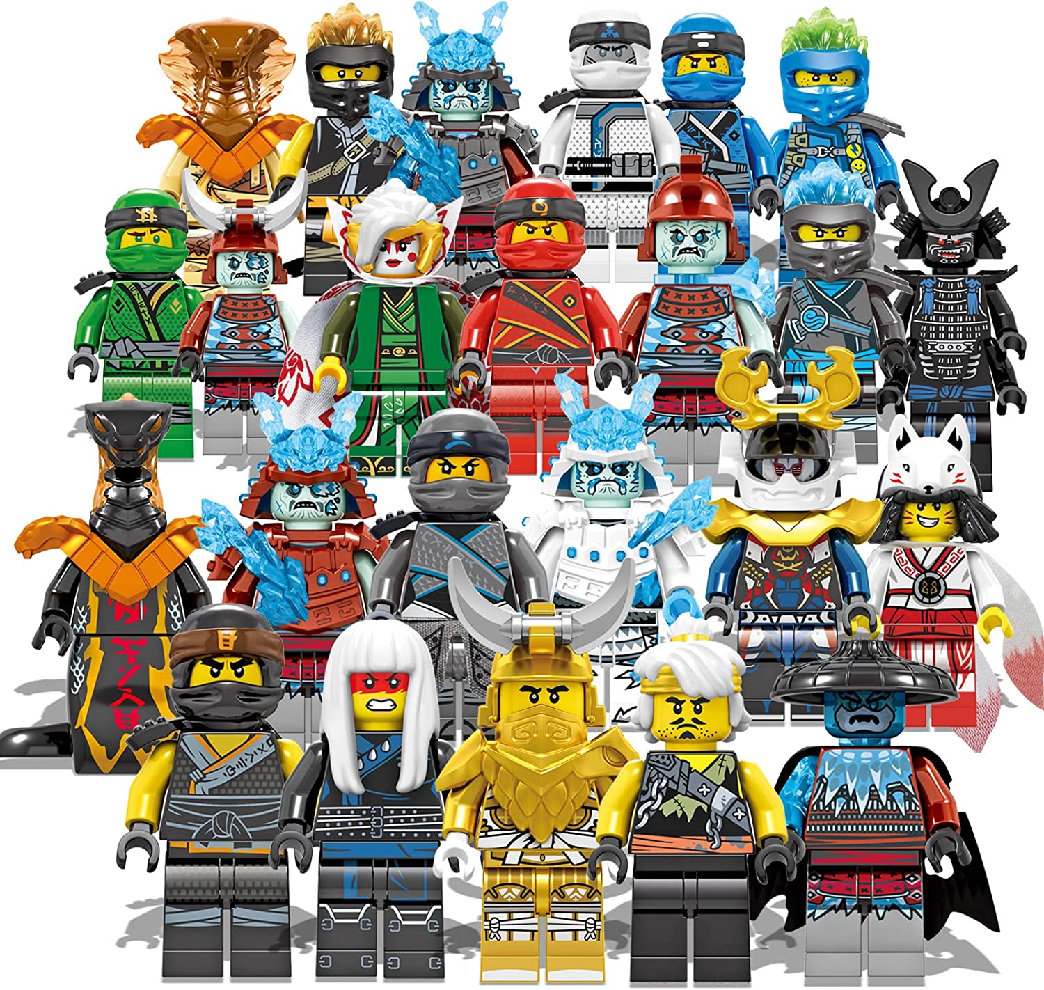 <NEW> 24 Pack Nija Mini Action Figure Set with Weapons and Collectible Building Blocks for Boys and Girls