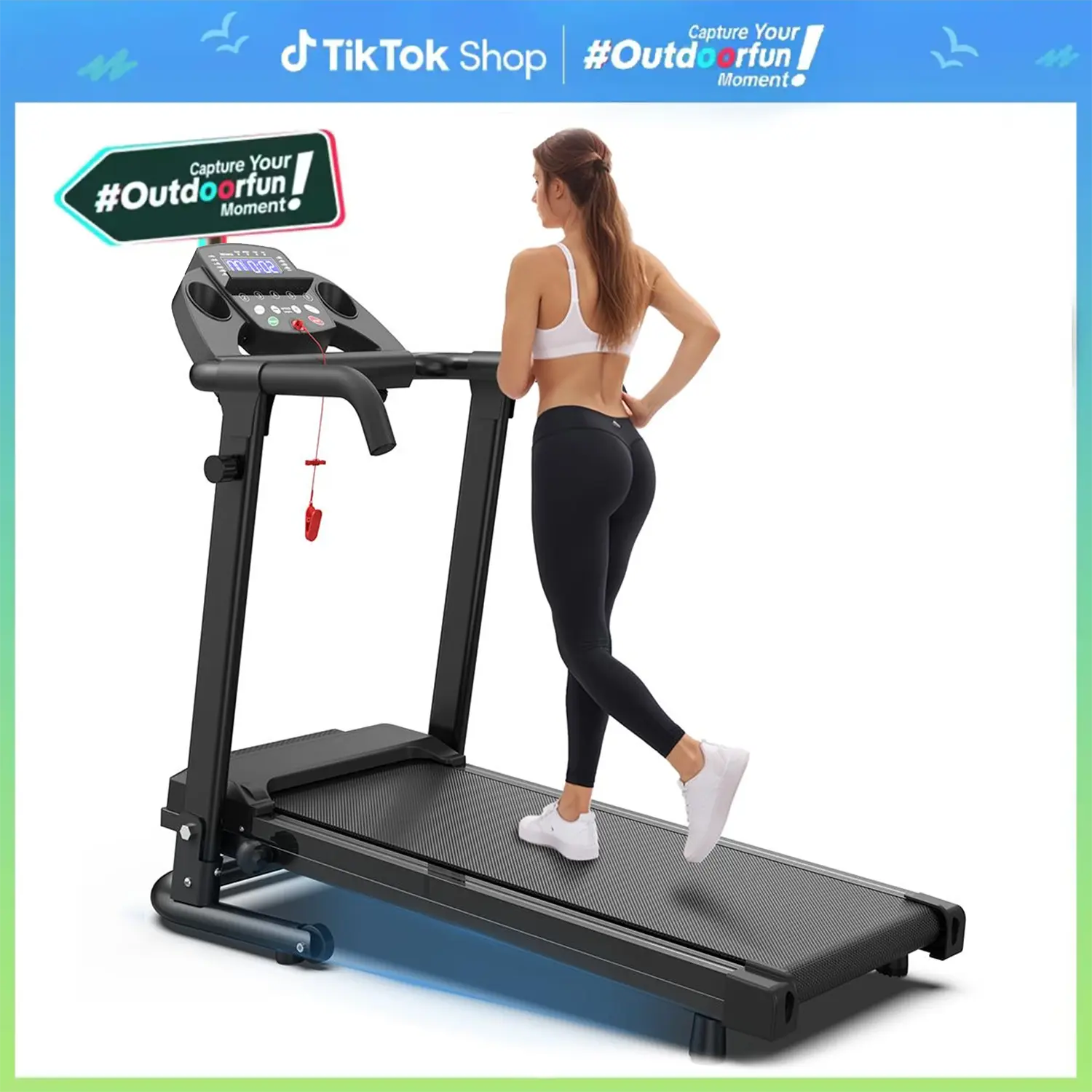 LIVIVOX Silent Heavy-Duty Foldable Walking Pad, Automatic Folding Home Treadmill (300LBS Capacity) with Wheels, Remote Control, LED Display for Small Spaces, Portable Home Gym Cardio Equipment for Walking Jogging, Treadmills For Home