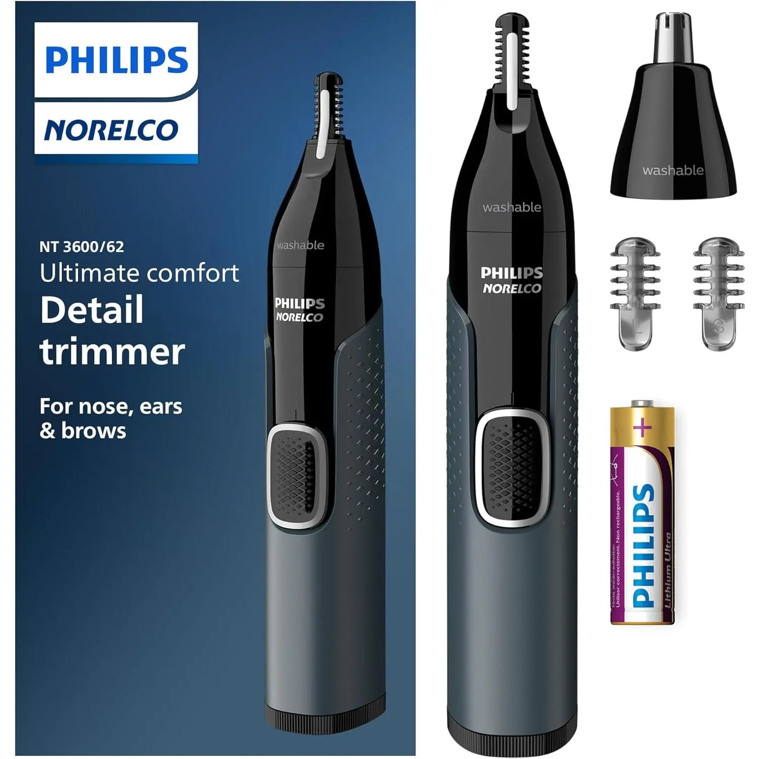 Philips Norelco Nose Trimmer for Nose, Ears, Eyebrows Steel Comfort