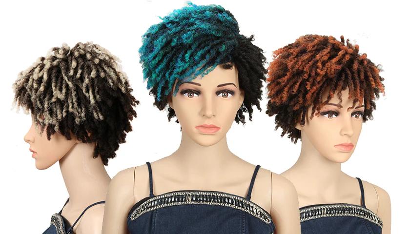 Noble 9.5 Inch Short Dreadlocks Ombre #4/130J Afro Wigs Synthetic Hair