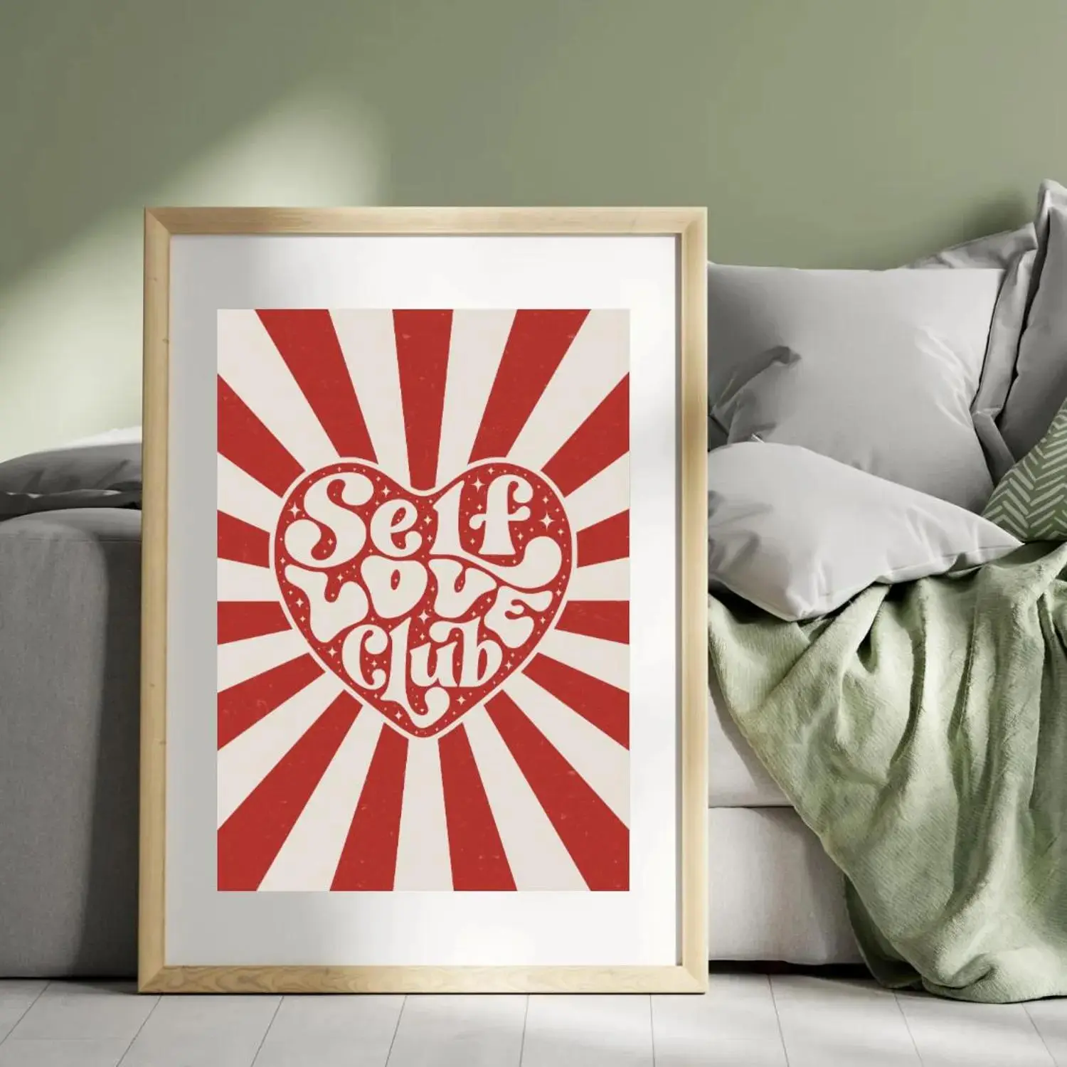 Self Love Club Valentine Wall Art Print, Retro Heart Poster for Couple and Lover, Cupid Inspired Love Artwork, Romantic Valentine Decor, Self Love Wall Art, Vintage Red Heart Illustration, Gift for Couples and Lovers