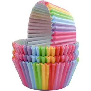 100 Pack Rainbow Cupcake Liners - Standard Size, Greaseproof Paper Muffin Liners for Birthday Party, Wedding Cake, Colorful Cupcake Wrappers yuntop