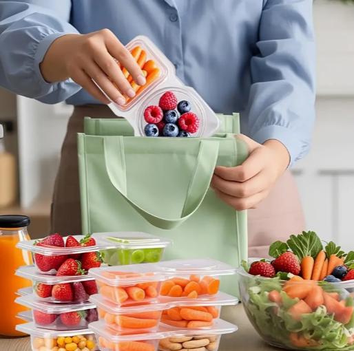 20 pcs Reusable Double Compartment Snack & Condiment Containers with Leak-Proof Lids BPA-Free Plastic Food Storage for Lunch Picnics Office Stackable Hand Wash Only Picnic Essentials Flip Top Design