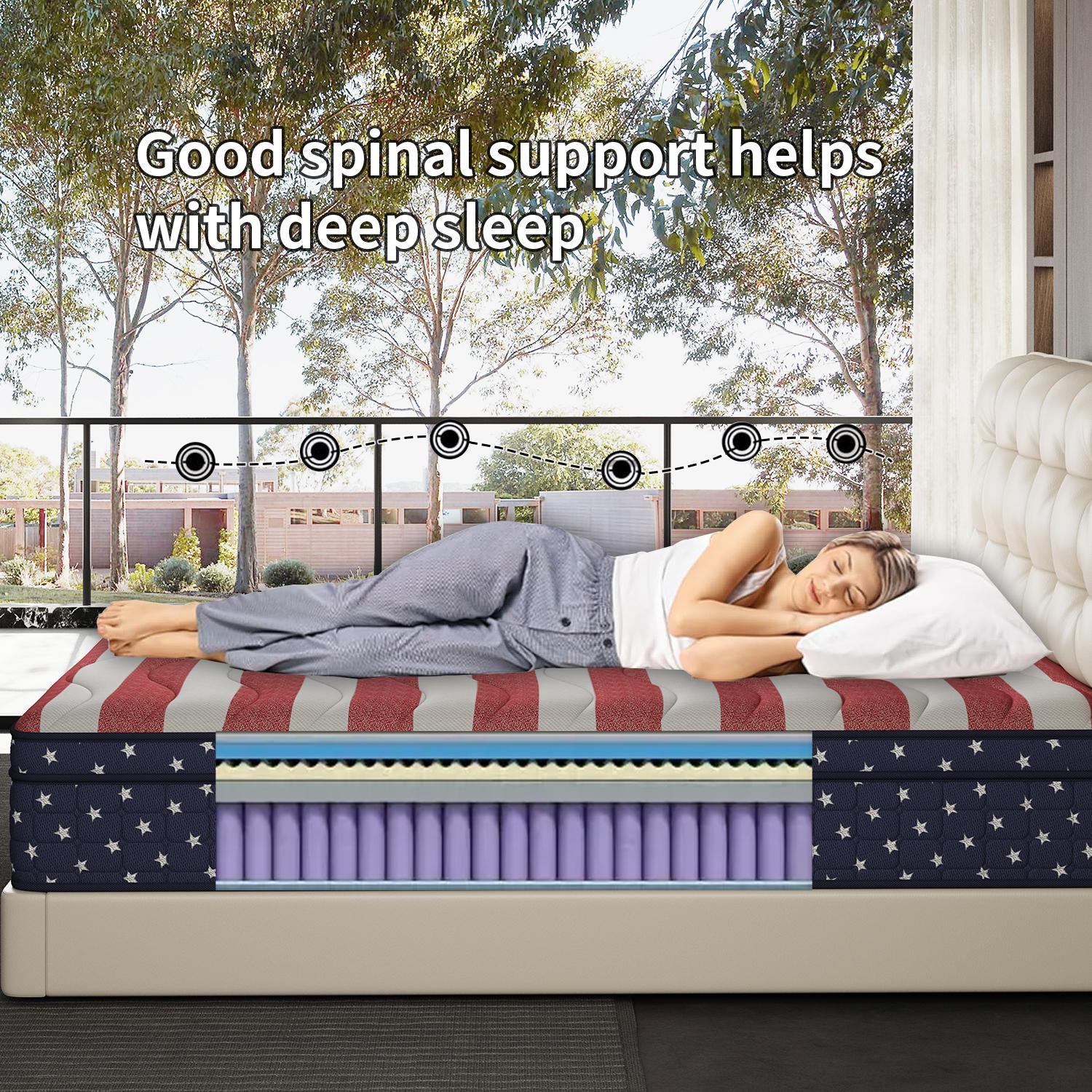 【evlwzl】10/12 Inch Twin, Full, Queen, King Mattress Memory Foam And Spring, Hybrid MattressMedium Firmness, Lumbar Support, For Home Rooms Hotels, Boxed Halloween ChristmasGift Furniture Ergonomic queen size mattress Interior Modern