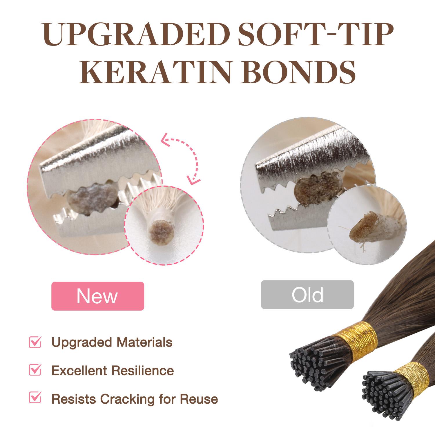 GOOGOO I Tip Hair Extensions Human Hair 50g 50 to 100 Strands Real Human I tip Extensions Pre Bonded Natural Black#Greenish#TikTokShopSpringGlowUp