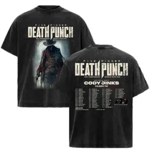 Five Finger Death Punch T-Shirt & Hoodie Washed Retro 5FDP Metal Heavyweight Cotton Tee Babymetal Unisex Oversized Rock Band Graphic Shirt, Rock Music Lover Merch, Vintage Band Shirts Casual Comfort Cotton Fabric Fit Top