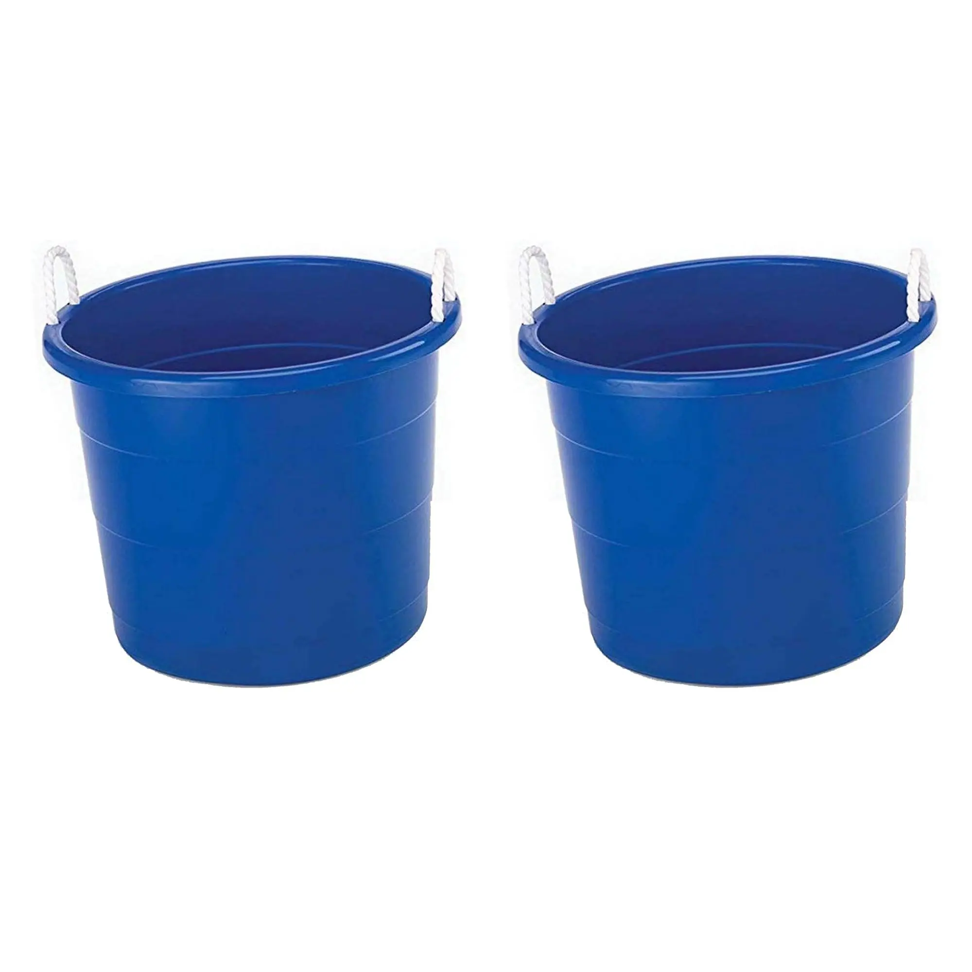 Homz 17 Gallon Indoor Outdoor Storage Bucket with Rope Handles, Blue (2 Pack) Homz 17 Gallon Indoor Outdoor Storage Bucket with Rope Handles, Blue (2 Pack)