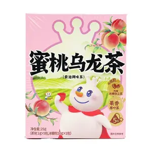 MIXUE Peach Oolong Tea Bags - 5 Pack (25g) - Brew Hot or Cold - Sweetened with Individual Rock Sugar Packets - Refreshing Fruit Tea for Easy Brewing