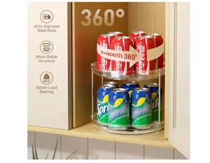 LAMU 2 Tier Lazy Susan Turntable Organizer 9.25'' Rotating Spice Rack Organization for Cabinet, Kitchen, Pantry, Countertop, Bathroom, Vanity, Medicine Cabinet Organizer, Clear