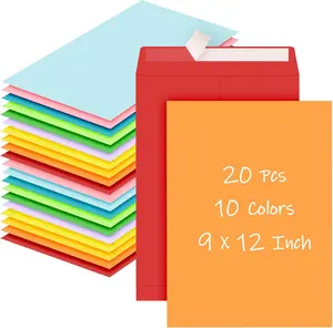 Colored 9 X 12 Envelopes, 20 Pcs Mailing Envelopes, Colorful Large Envelope, 100 GSM Printable Catalog Envelopes for Storage, Mailing, Organize, Office and Home Svalor