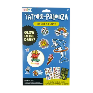 Tattoo-Palooza Glow in the Dark Temporary Tattoos - Bright & Funny - 3 Sheets