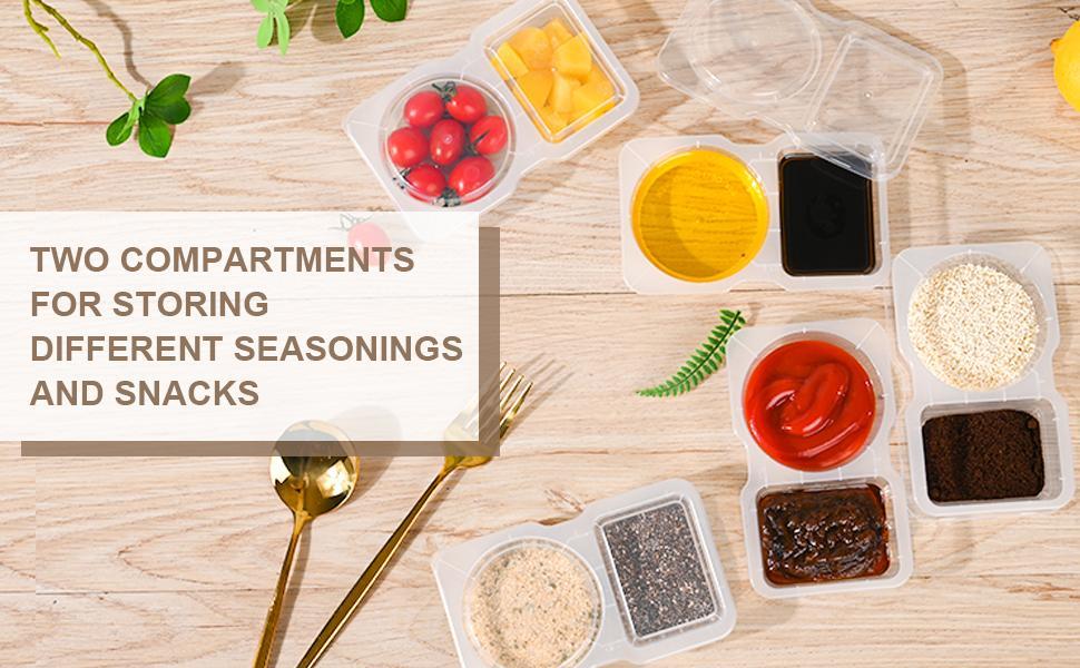 10PCS Double Compartment Condiment Container With Lids - Reusable Snack Pack Containers for Take-out Sauces 10PCS Double Compartment Condiment Container With Lids - Reusable Snack Pack Containers for Take-out Sauces