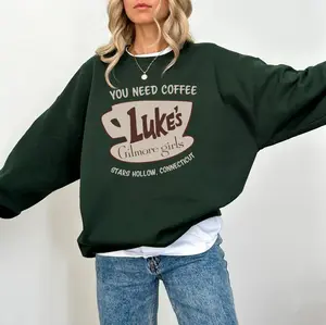Gilmore Girls Luke's You Need Coffee Stars Sweatshirt, Stars Hollows Sweater, Tv Show Gifts Tshirt, Gift For Her Crewneck Top Womenswear