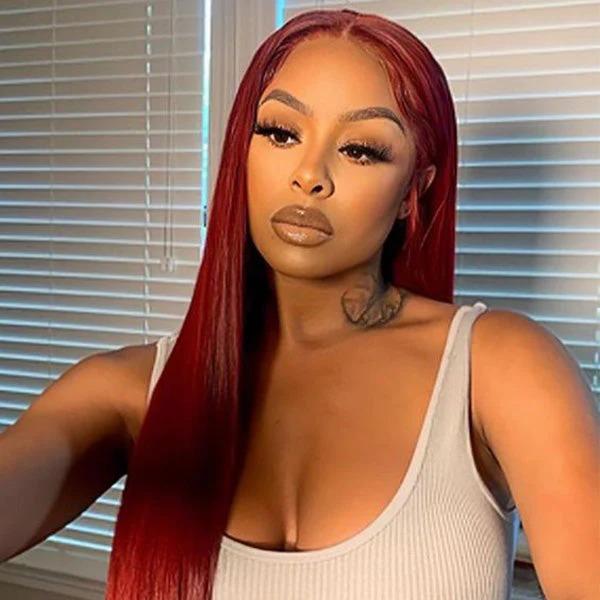 [Hot] Suntuhair 5x5 Lace Wear and Go Glueless Wigs Body Wave Human Hair Burgundy Dark Red Hair 99j Wig Lace Front Wigs 100% Human Hair Upgraded No Glue Closure Wigs Human Hair for Women 20-32 Inch