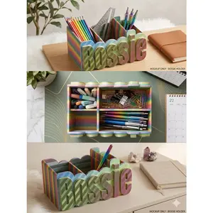Personalized 3D Printed Desk Organizer – 3/4 Slot Pen & Pencil Holder | Colorful Office Desk Organizer for Pens, Markers & Supplies