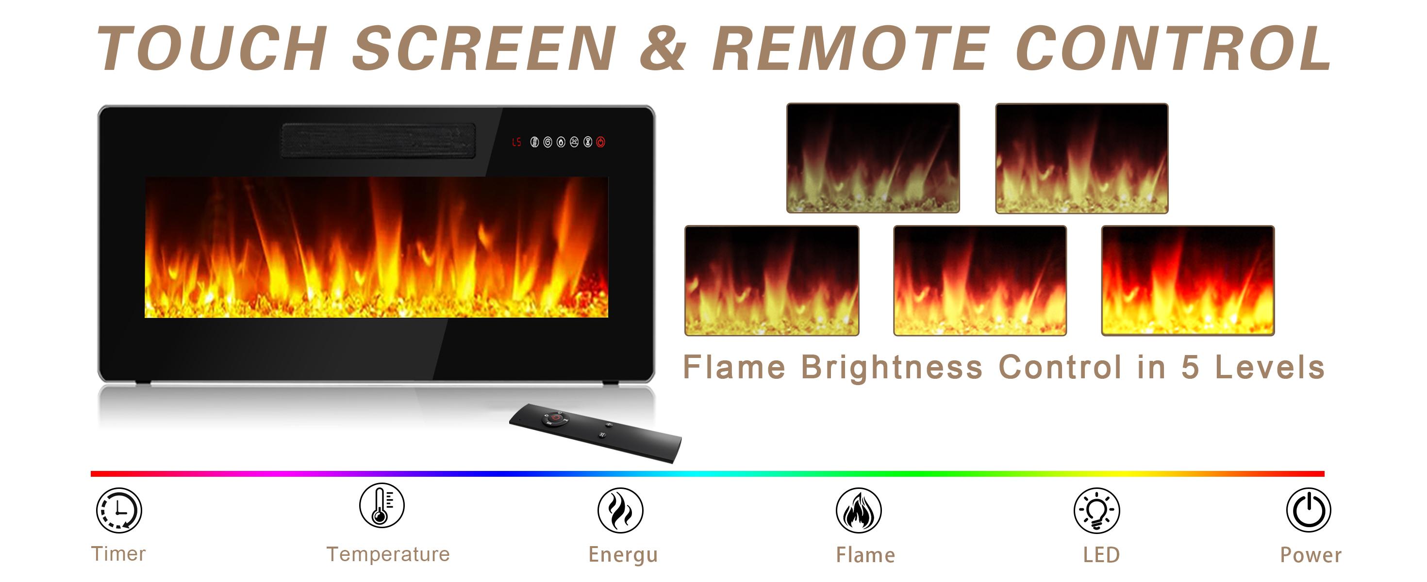 【2 Packages Shipping】Fireplace TV Stand Entertainment Center with Fireplace, Wooden TV Stand for TVs Up to 80",Media TV Console with High Gloss Storage Cabinet and 16 Colors LED Lights