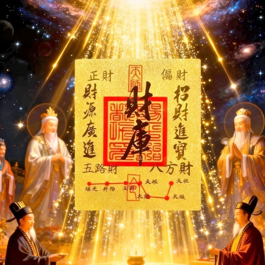 Chinese Feng Shui Wealth Paper Talisman - Wealth God Fortune Cards, Durable Flat Gold Sticker Amulet, Home Decor Table Ornament, Indoor Decorative Stickers for Kitchen