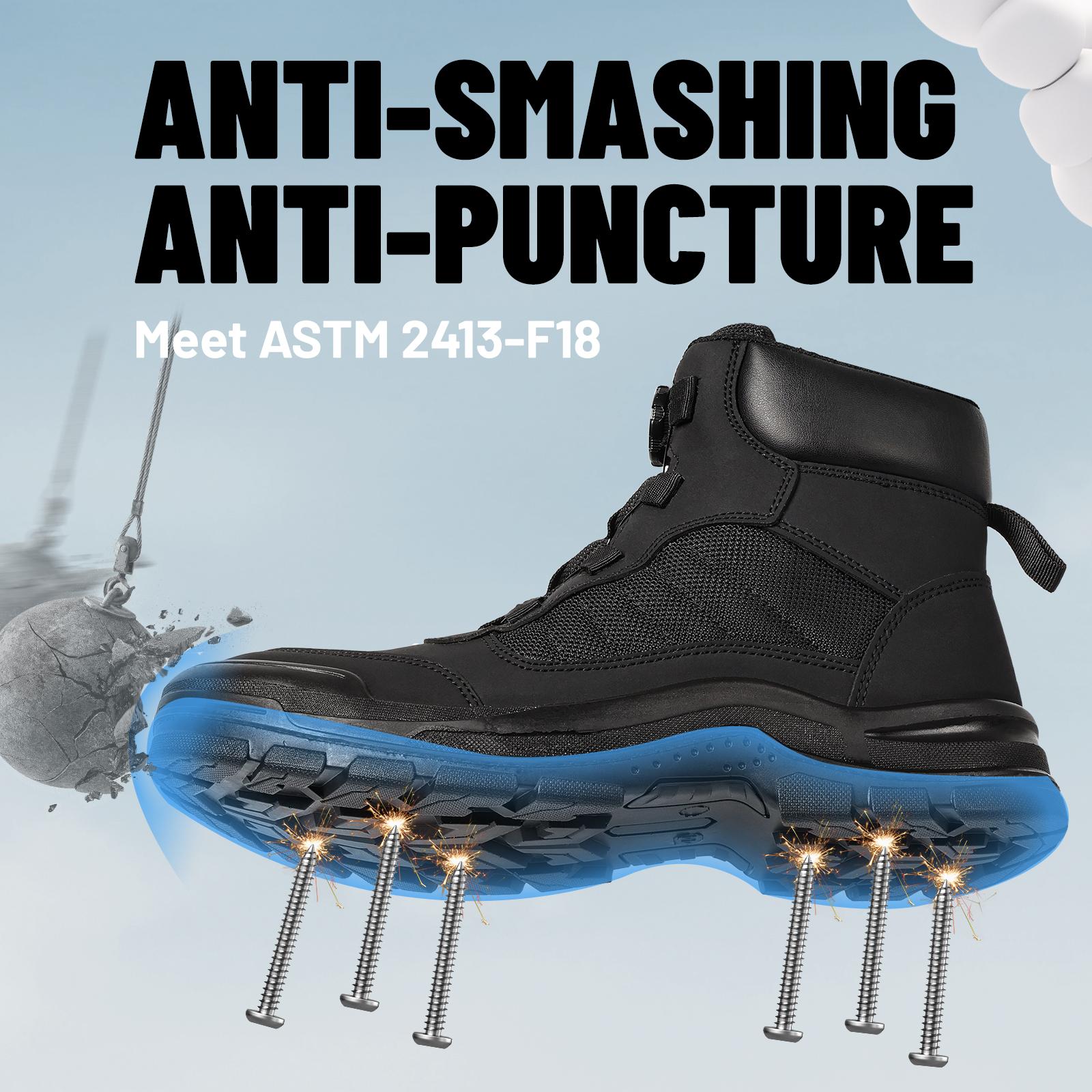 Steel Toe Boots for Men Women- Work shoes Stylish & Comfortable Safety Boots with Rotating Buckle Anti-Puncture Slip-Resistant Design Industrial Construction Puncture Proof Indestructible High Top Tactical Work Boots