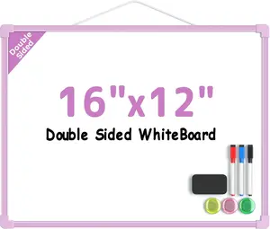 MaxGear Double-Sided Dry Erase Board for Wall, 16"x12" Hanging Whiteboard, Small Dry Erase White Board kit, Portable Whiteboard for Planning, Drawing, Memo, to Do List, Purple Frame