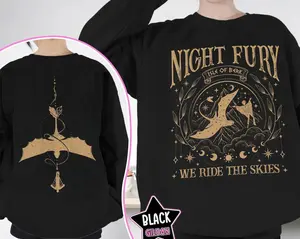 Night Fury Dragon Two-Sided T-Shirt - Sweatshirt - Hoodie , How To Train Dragon Gift, Toothless Shirt, Gift For Dragon Lovers, Night Fury Tee, Toothless Light Fury Shirt, Full Size, Full Color