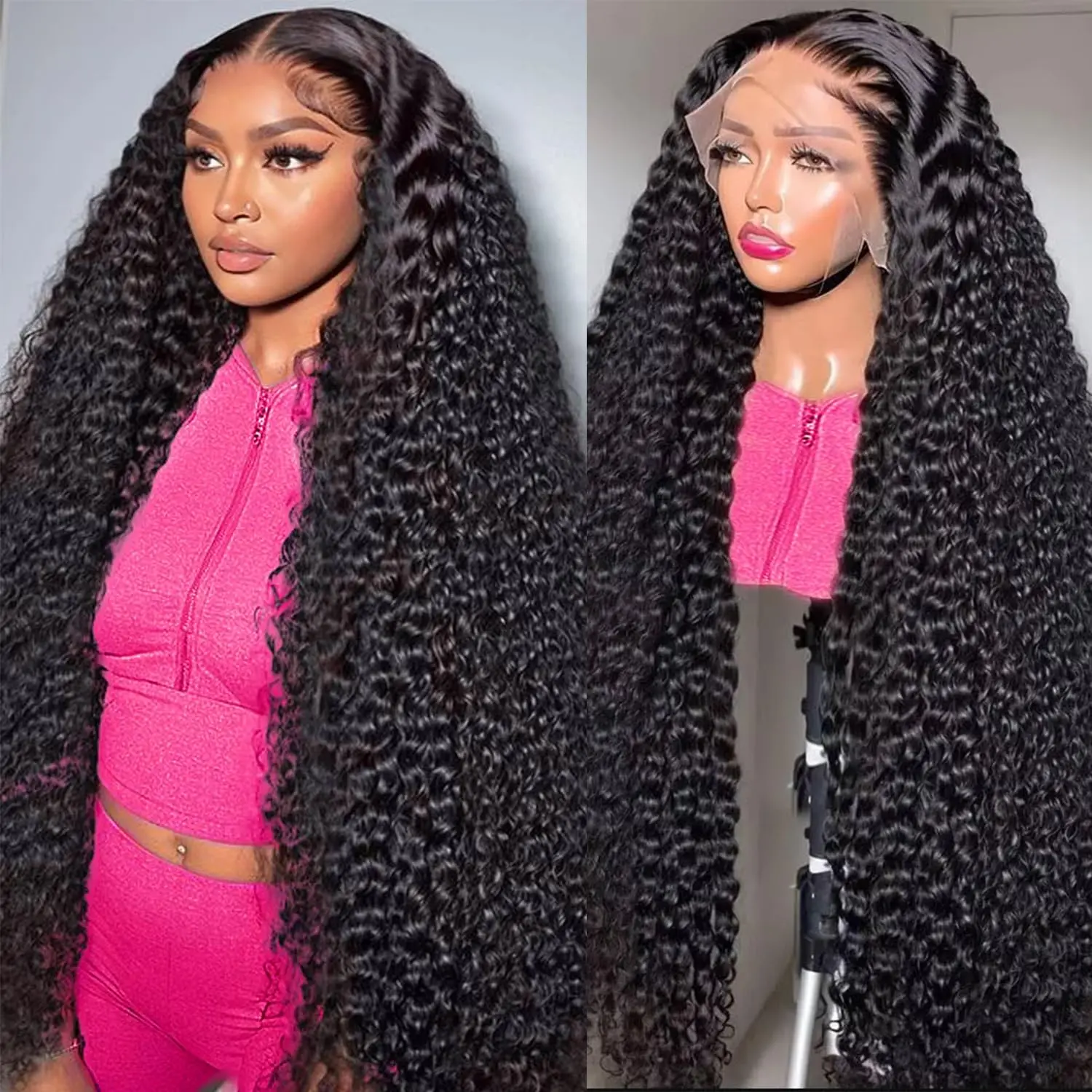 [30 inch $85] Imani 30 Inch 13x6 HD Transparent Lace Wig  Deep Wave Human Hair Lace Frontal Wigs Pre Plucked 200% Density Deep Curly Affordable Wigs Natural Hair Natural Looking Wig #backtoschool #backtoschoolseason