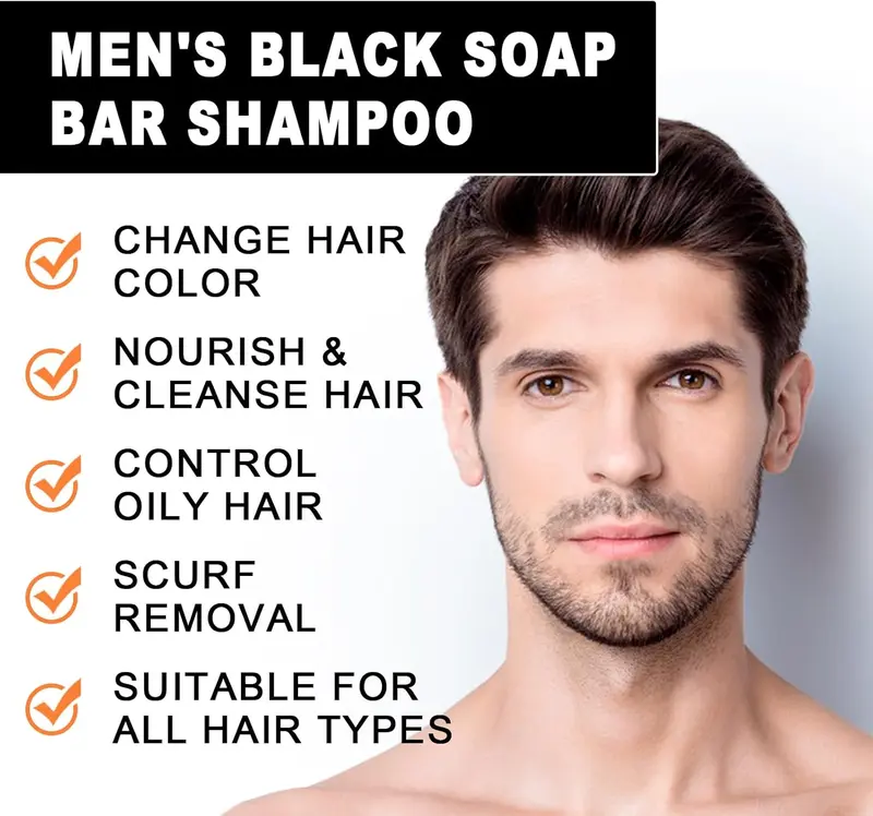 Roromendut Charcoal Hair Dye Shampoo Bar - Non-Toxic Plant-Based Gentle Daily Cleanser, Moisturizing Hydrating Conditioner for Grey Coverage, Black Shine Restoration, Long-Lasting Color (Buy 1 Get 1) for Men & Women (Straight, Oily, Normal Hair)