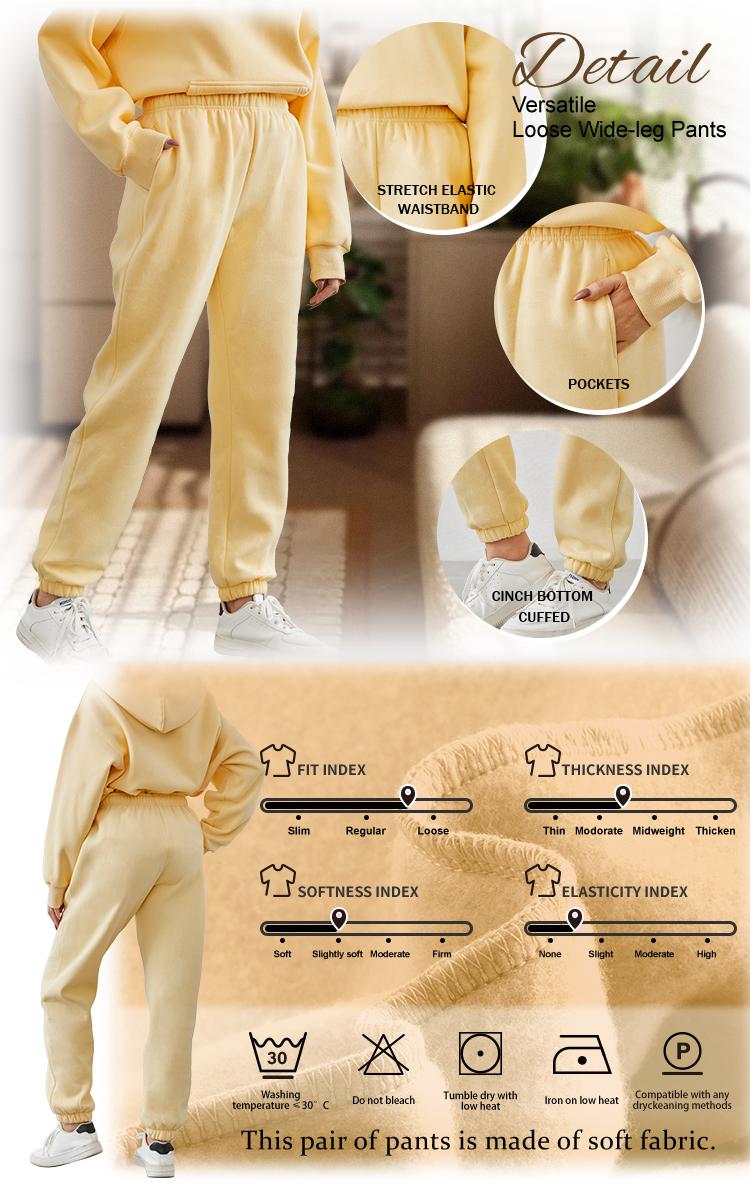 AUTOMET Oversized Minimalist Sweatpants for Women Fitted Casual Bottoms in Canary Yellow Comfortable & Stylish Womenswear
