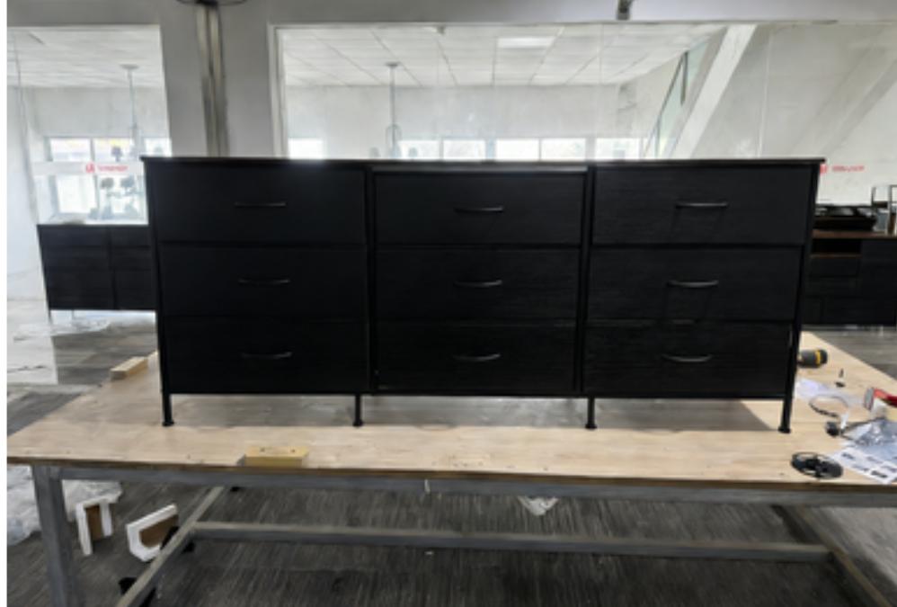 9-Drawer TV Stand ZH-DS11, Iron Frame + Particle Board + Non-Woven Fabric Drawers, 78 x 46.5 x 25.5 cm, Black, 19 kg/41.89 lb