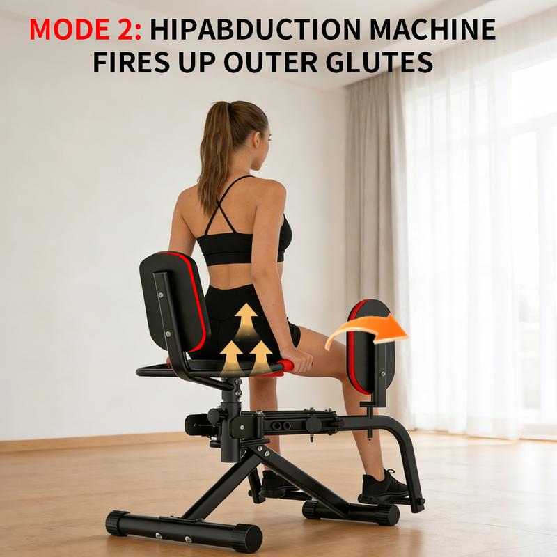 2-In-1 Glute Machine - Hip Abduction & Adduction Exercise Equipment - 3 Resistance Levels For Glute Strengthening, For Home Use, Upper Back Exerciser, Adjustable Glute Trainer, Thigh Workout Equipment For Hip Sculpting & Butt Lifting