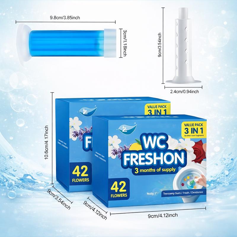 WC FRESHON Toilet Gel Stamp 3 Pack 42 Uses 6 Long Lasting Scents Orange Lavender Ocean Lemon Rose Gardenia Deodorizing Disinfecting Bathroom Cleaner