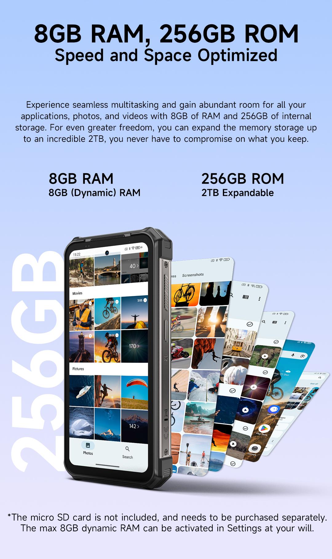 Ulefone RugKing 5 Pro 20000 mAh Battery 16GB+256GB Android 16 Rugged Phone, 6.78" 60Hz Display Tough Smartphone, 64MP+20MP+ 18MP Camera, Built-in Back Camping Light, NFC/ 4G Dual SIM/Widevine L1 - Black