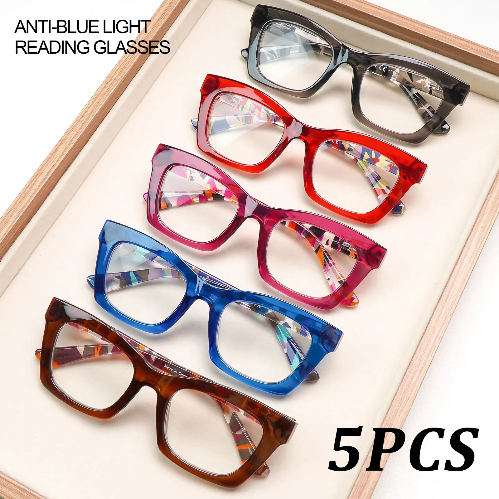 5 Pack Reading Glasses Blue Light Blocking Multicolor Pack Anti Eyestrain Computer Glasses Stylish Frames for Daily Wear