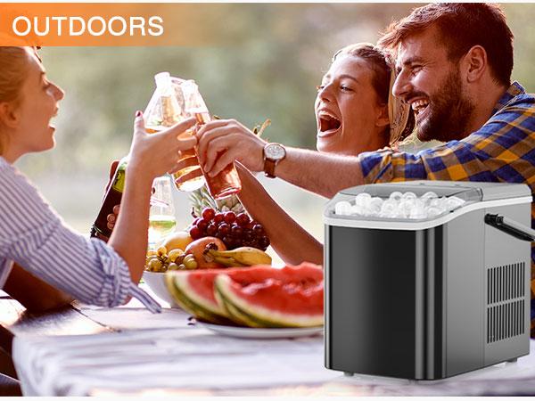 SweetFurniture Countertop Ice Maker Machine, Basket and Handle, 9 Cubes in 6 Mins, 26.5lbs/24Hrs, 2 Sizes of Bullet Kitchen Utensils SweetFurniture Countertop Ice Maker Machine, Basket and Handle, 9 Cubes in 6 Mins, 26.5lbs/24Hrs, 2 Sizes of Bullet Kitchen Utensils