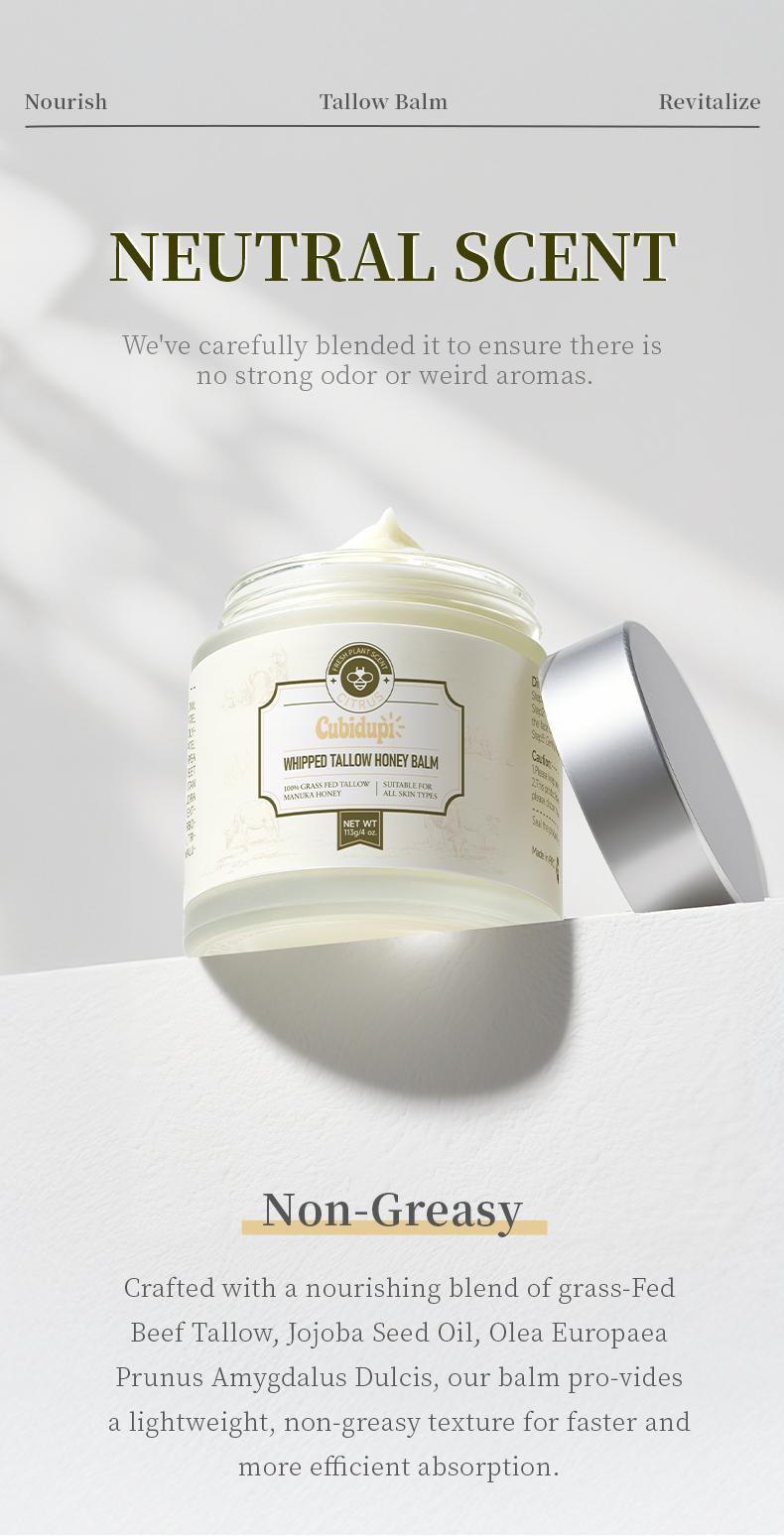 Organic Whipped Grass-Fed Beef Tallow Balm with Raw Manuka Honey – All-Natural Moisturizing Cream for Face, Body & Lips – Handmade Skin Care for Soft, Smooth & Nourished Skin – 4 Oz Jar