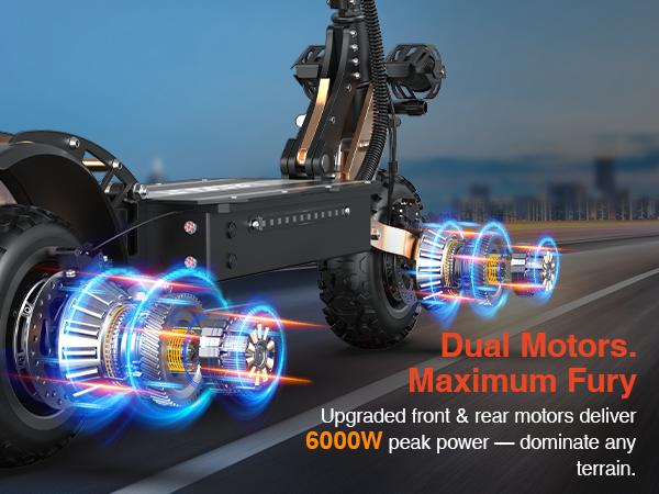 LEOOUT scooter new year Sales T85, 53MPH Top Speed, 60 Mi Max Range, 6000W Peak Motor, Smart Unlock Dashboard, Dual Suspension & Braking System, Dual Charging Ports, 11" Anti-Slip Tires