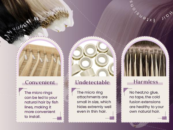 LaaVoo Micro Hair Extensions Real Human Hair Micro Ring Extensions Glueless Pre Style Human hair MIcro Bead Hair Extensions  Micro Loop Hair Extensions 57 Grams TikTokShopHolidayHaul  Christmas Gift for Her SpringStatements