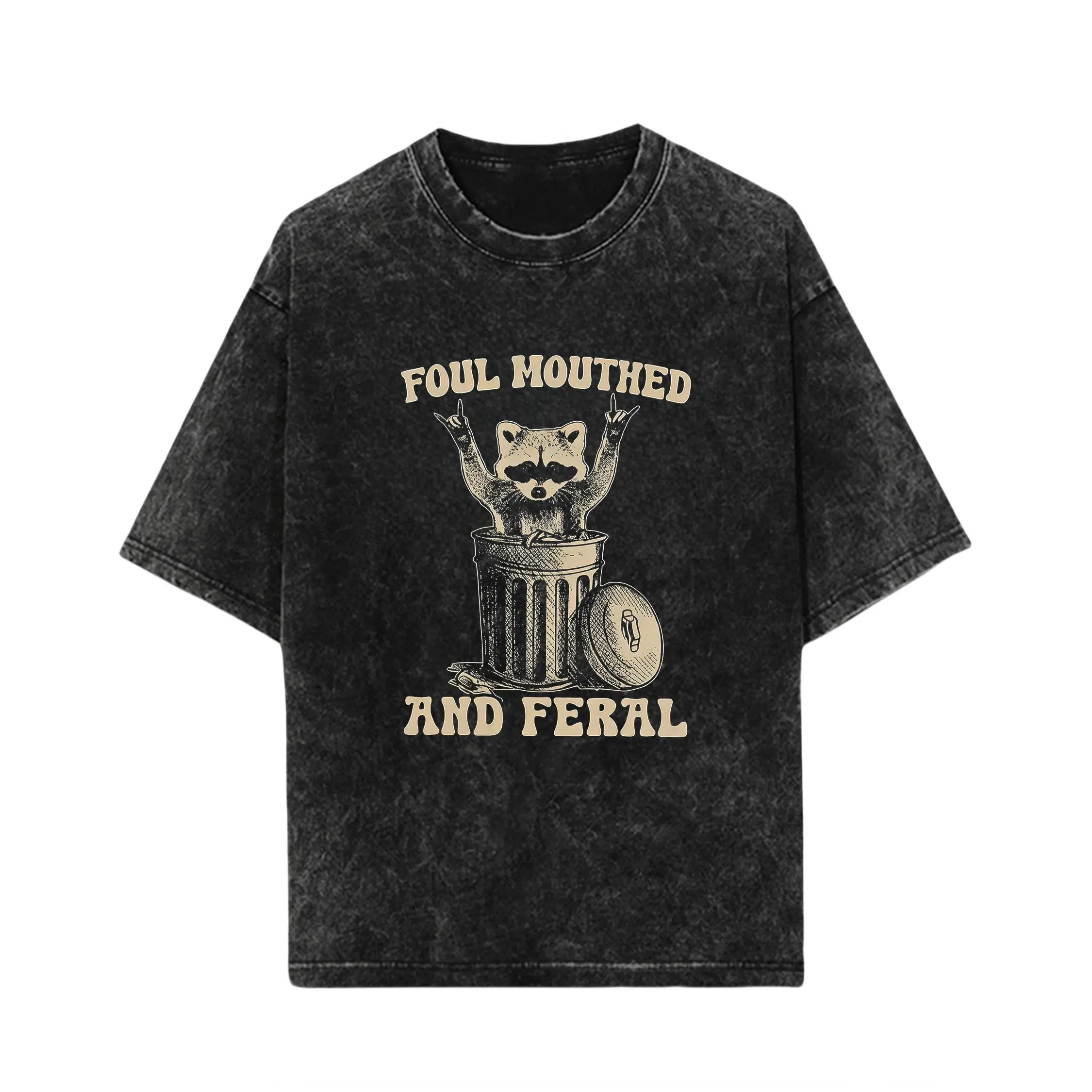 “Foul Mouthed And Feral Raccoon T-Shirt | Funny Trash Panda Graphic Tee”