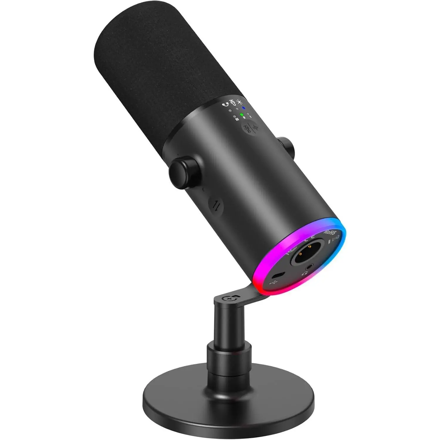 TONOR TD510 AIR S Dynamic PC Podcasting Desktop Mic - XLR/USB Streaming Equipment with AI Noise Cancellation, Adjustable RGB, Tap Mute, 3.5mm Headphone Jack, Volume Control, Stand, Adapter, Mount (Black) [PC Accessories]