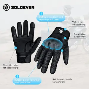 SOLOEVER Tactical Full Finger Breathable Gloves – Touchscreen, Non-Slip, Soft Knuckle Protection, for Motorcycle Riding, Outdoor Sports, Hunting & Training, Perfect for Men & Women