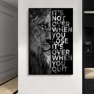 Lion Wall Art Black Art Hanging Wall Art – Powerful Poster for Man Cave, Office & Modern Home Decor, Canvas or Poster Print
