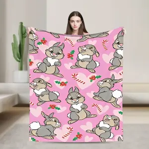 Aura Blankets Thumper Bambi Coral Fleece Plush Throw Blanket Cartoon Blanket for Bed Outdoor Lightweight Bedspread Superb Christmas blanket gift