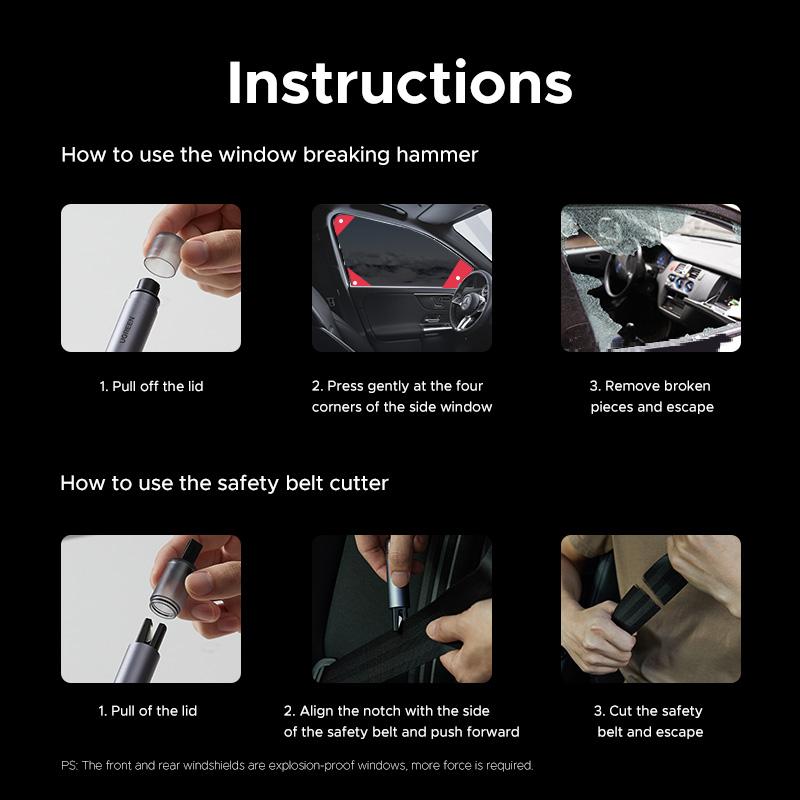 UGREEN 2-in-1 Car Window Breaker & Seatbelt Cutter,Upgraded Safe Hammer Glass Breaker Under Water, Car Hammer Seatbelt Cutter Window Breaker Emergency Escape Tool, Glass Breaker for New Cars– Must For Car-Emergency Escape Tool, TikTokShopHolidayHaul