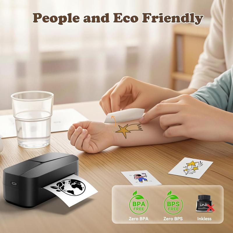 Phomemo DIY Temporary Tattoo Maker, TK32 Tattoo Maker for Kids & Adults, Create Custom Temporary Tattoos, DIY Tattoo Sticker Kit with 50 Papers & 8 Markers, Perfect for Parties, Events, Gifts & Creative Fun, Black